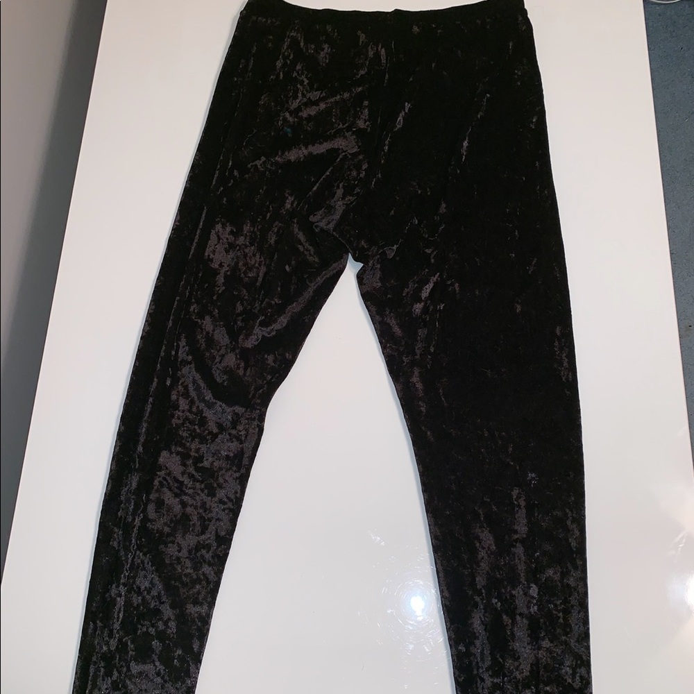 Nine West Velvet High Waisted Leggings Black SizeL